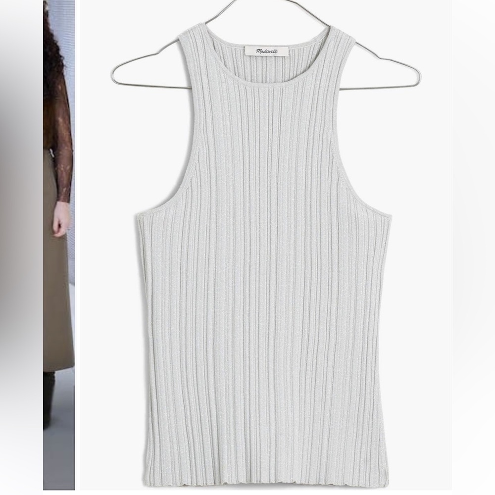 NWT Madewell The Signature Women's Knit Silver Metallic Tank  Size S
